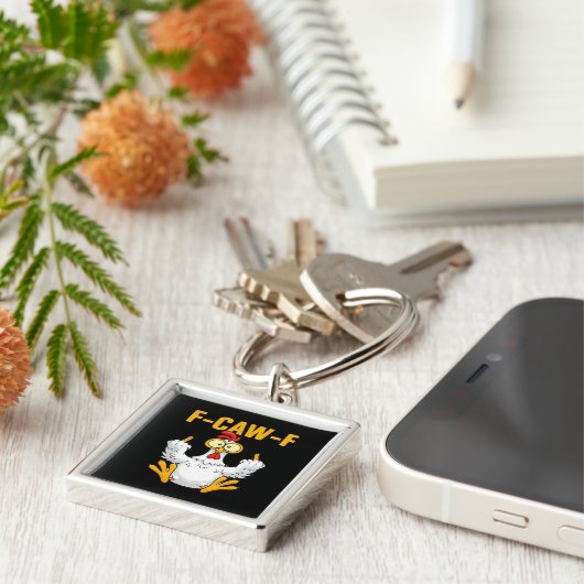 Crow F-Caw-F Funny Humor Gothic Sleutelhanger (Zijkant)