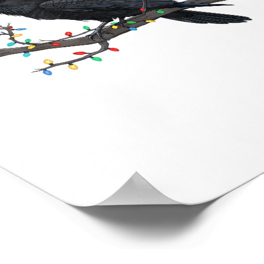 Crow F-Caw-F Funny Retro Christmas Lights Santa Ha Poster (Hoek)