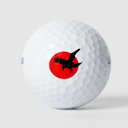Crow Flying Silhouette Raven Wing Sun Golfballen (Voorkant)