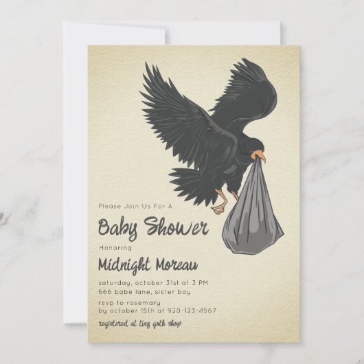 Crow Gothic Baby shower Invitation Kaart (Voorkant)