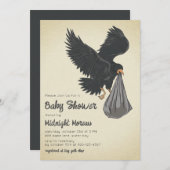 Crow Gothic Baby shower Invitation Kaart (Voorkant / Achterkant)