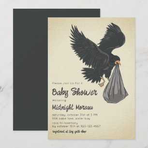 Crow Gothic Baby shower Invitation Kaart