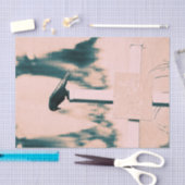 Crow Gothic Beige Green Art Decoupage Tissuepapier (Craft)