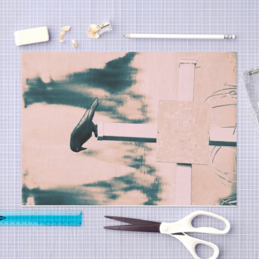 Crow Gothic Beige Green Art Decoupage Tissuepapier (Craft)