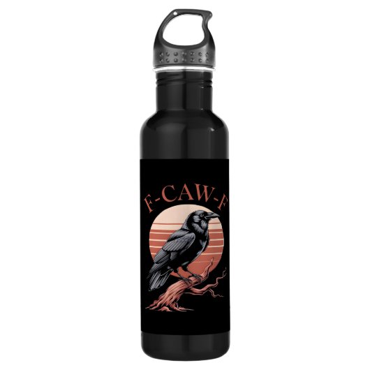 Crow Gothic Funny F-Caw-F Humor Classic Style Waterfles (Voorkant)