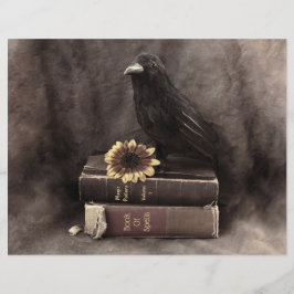 Crow  Gothic Old Books Sunflower