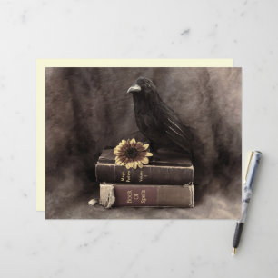Crow Gothic Old Books Sunflower
