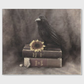 Crow  Gothic Old Books Sunflower Cadeaupapier (Vlak)