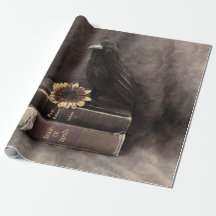 Crow  Gothic Old Books Sunflower