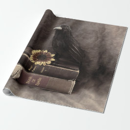 Crow  Gothic Old Books Sunflower Cadeaupapier