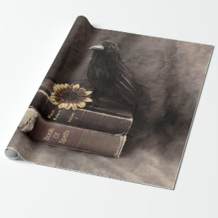 Crow  Gothic Old Books Sunflower Cadeaupapier