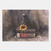 Crow Gothic  Old Books Sunflower Floral Inpakpapier Vel (Voorkant 3)