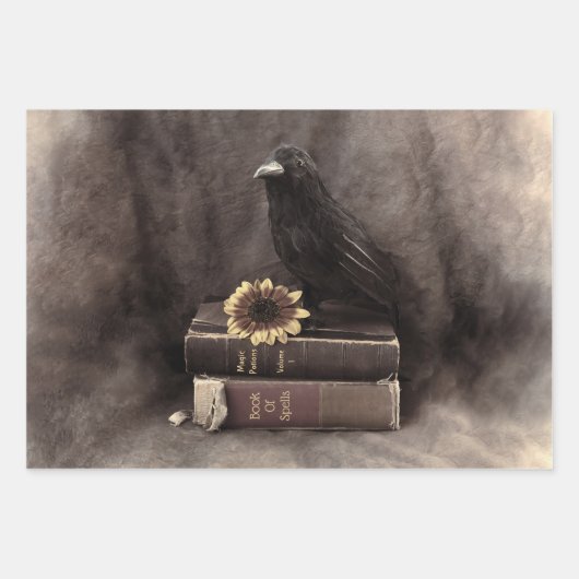 Crow  Gothic Old Books Sunflower Inpakpapier Vel (Voorkant)