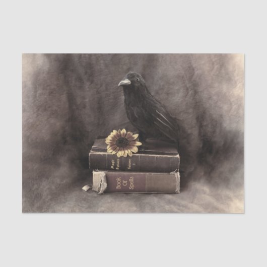 Crow Gothic Old Books Sunflower Tissuepapier (Voorkant)