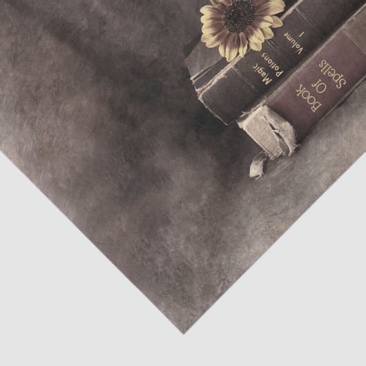 Crow  Gothic Old Books Sunflower Tissuepapier (Detail)