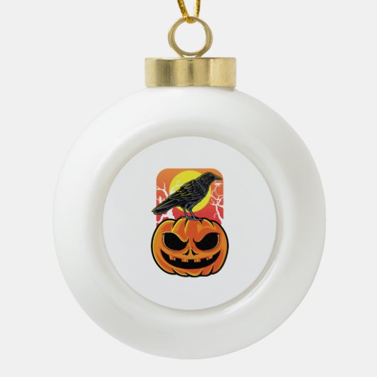 Crow Halloween Bird Watcher Gift Keramische Bal Ornament (Voorkant)