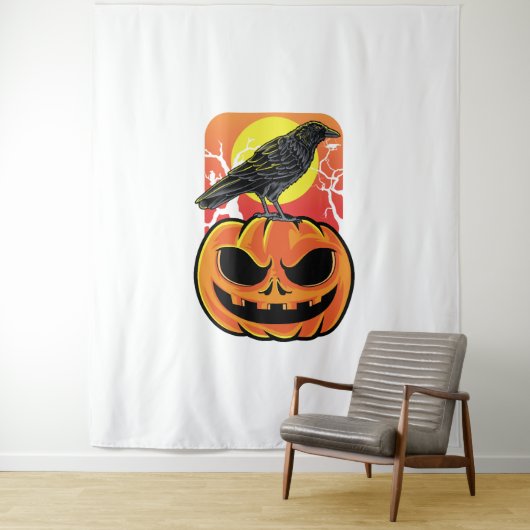 Crow Halloween Bird Watcher Gift Wandkleed (In situ)
