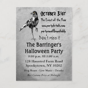 Crow Halloween Uitnodigen Uitnodiging Briefkaart