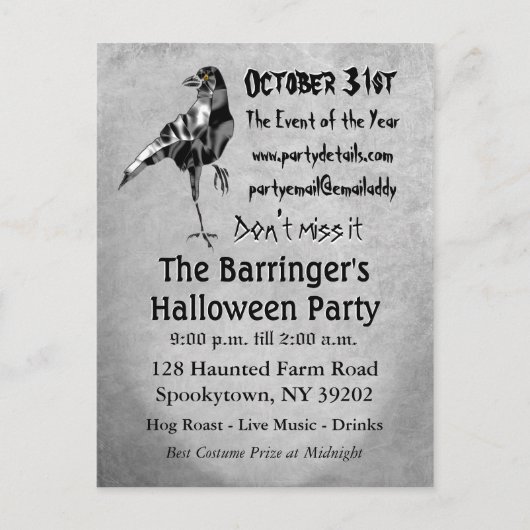 Crow Halloween Uitnodigen Uitnodiging Briefkaart (Voorkant)