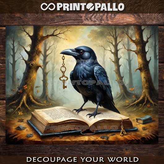 Crow has the key (to fantasy world!) - Decoupage Inpakpapier Vel