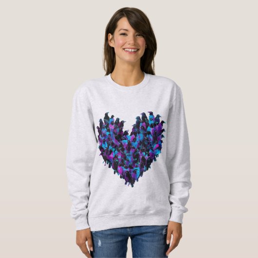 Crow Heart Bird Design Sweatshirt Dames (Voorkant volledig)