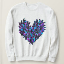 Crow Heart Bird Design Sweatshirt Dames