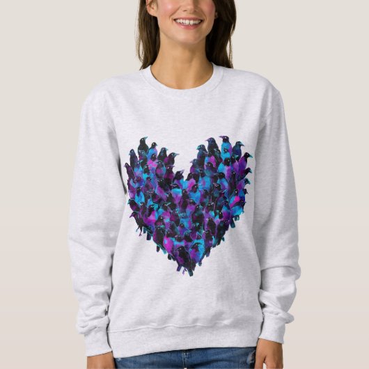 Crow Heart Bird Design Sweatshirt Dames (Voorkant)
