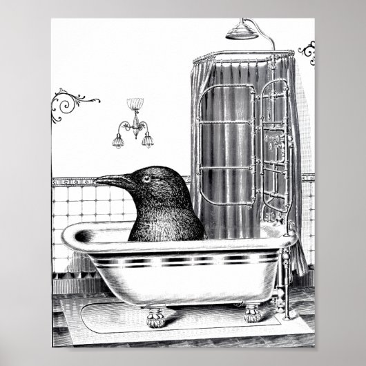 Crow in  Bath Tub Poster (Voorkant)