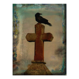 Crow in gothische kleuren foto afdruk