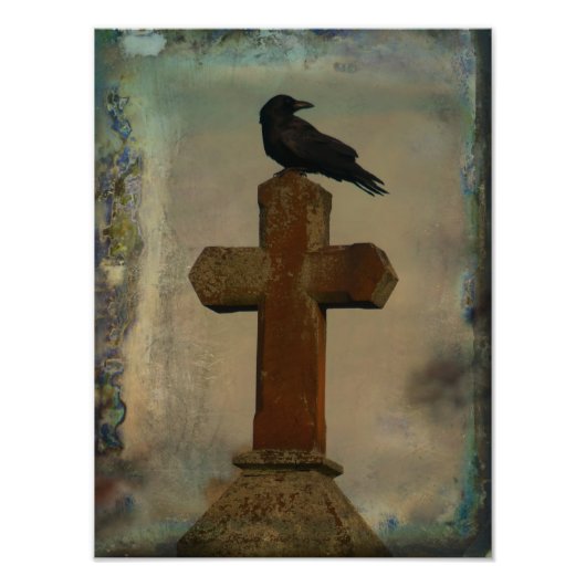 Crow in gothische kleuren foto afdruk (Voorkant)