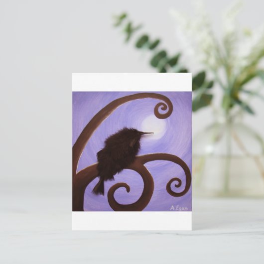 Crow in moonlight briefkaart (Staand voorkant)