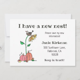 Crow in Nest with Pumpkins Herfst New Address Aankondiging