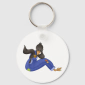 Crow in Overalls Sleutelhanger (Achterkant)