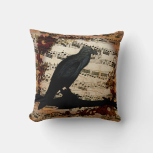Crow in Rustic Music Kussen