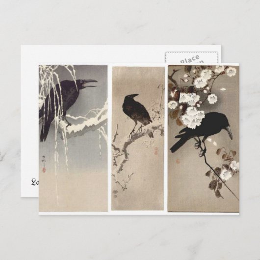 Crow Japans Art Briefkaart (Voorkant / Achterkant)