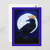 Crow King of Queen met Moon en crown briefkaart (Voorkant / Achterkant)
