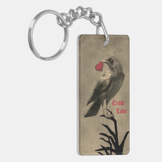 Crow Love Dubbelzijdige Sleutelhanger (Voorkant Links)