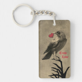Crow Love Dubbelzijdige Sleutelhanger