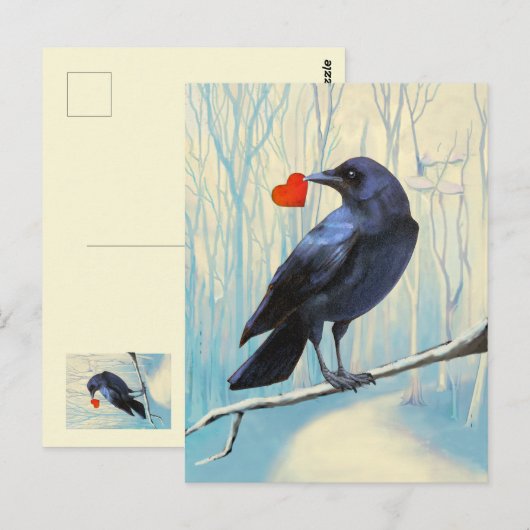 Crow Love Pastel Briefkaart (Voorkant / Achterkant)
