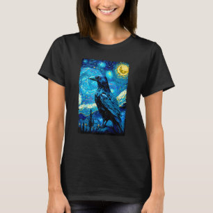Crow Lover Raven Sterrennacht Style Painting, Van T-shirt