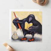Crow met Pen note card Notitiekaartje (Voorkant / Achterkant in situ)