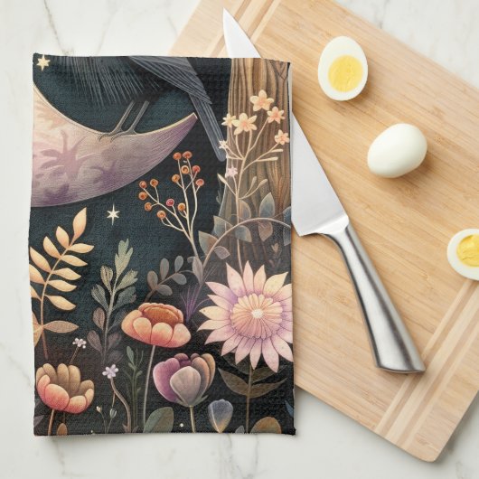 Crow Moon keukenhanddoek (Quarter Fold)