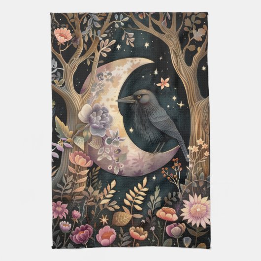 Crow Moon keukenhanddoek (Verticaal)