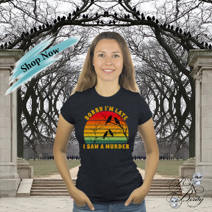 Crow Murder Silhouette Retro Zonsondergang Sorry d T-shirt