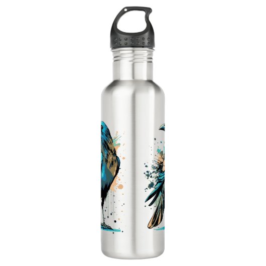 Crow Mystic - Zwarte Raven Water fles (Voorkant)