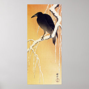 Crow on a Branch van Ohara Koson Poster