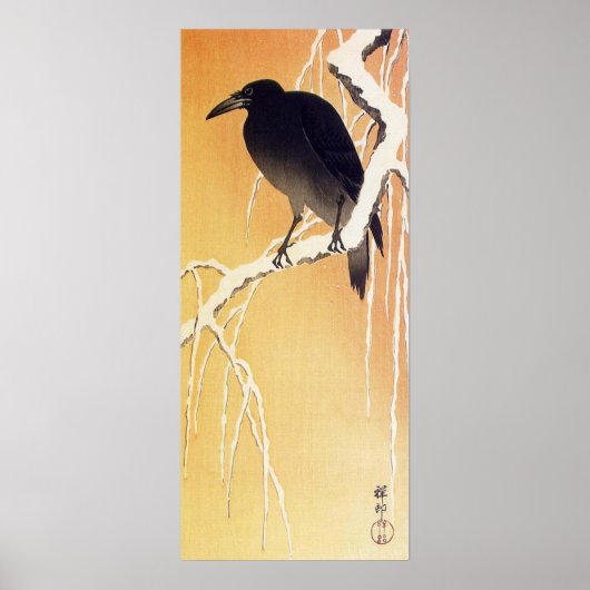 Crow on a Branch van Ohara Koson Poster (Voorkant)