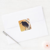 Crow on a Branch van Ohara Koson  Vierkante Sticker (Envelop)