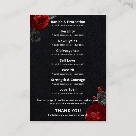 Crow on a Moon Black Product Range Kaart Visitekaartje (Achterkant)