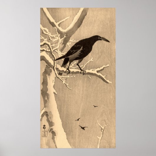 Crow on a Snowy Branch by Ohara Koson Poster (Voorkant)